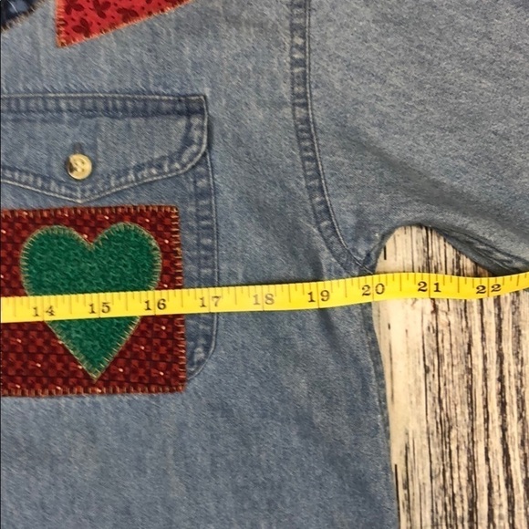 Blue Mountain Embroidered Denim w/ Hearts Sz S - Picture 14 of 15